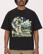 Mockup Boxy Heavyweight Tee Black male close-up 04