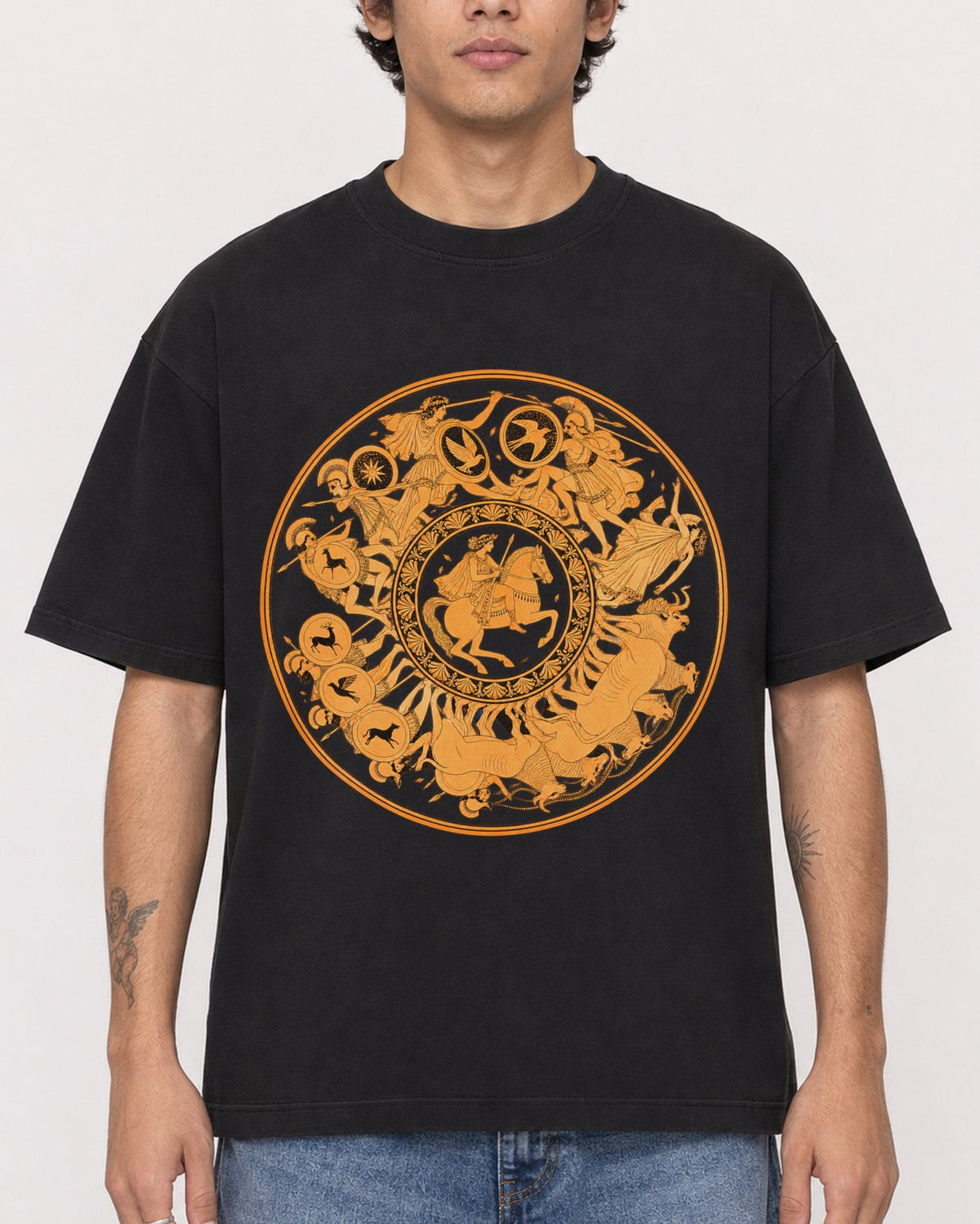 Mockup Boxy Heavyweight Tee Black male close-up 06