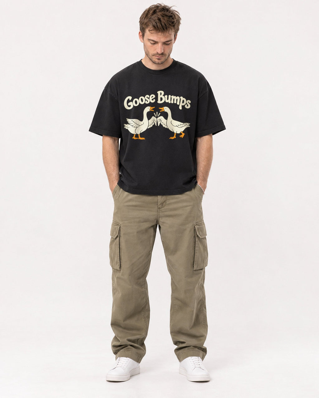 Mockup Boxy Heavyweight Tee Black male full-body 08