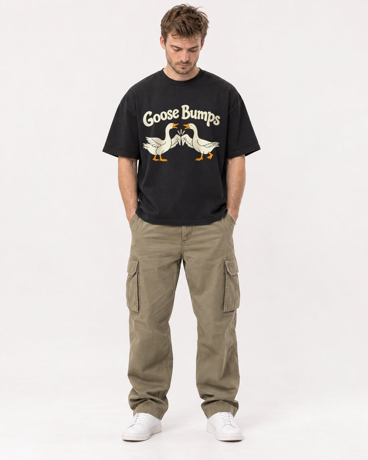 Mockup Boxy Heavyweight Tee Black male full-body 08