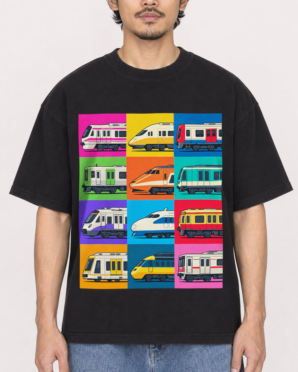 Mockup Boxy Heavyweight Tee Black male close-up 02