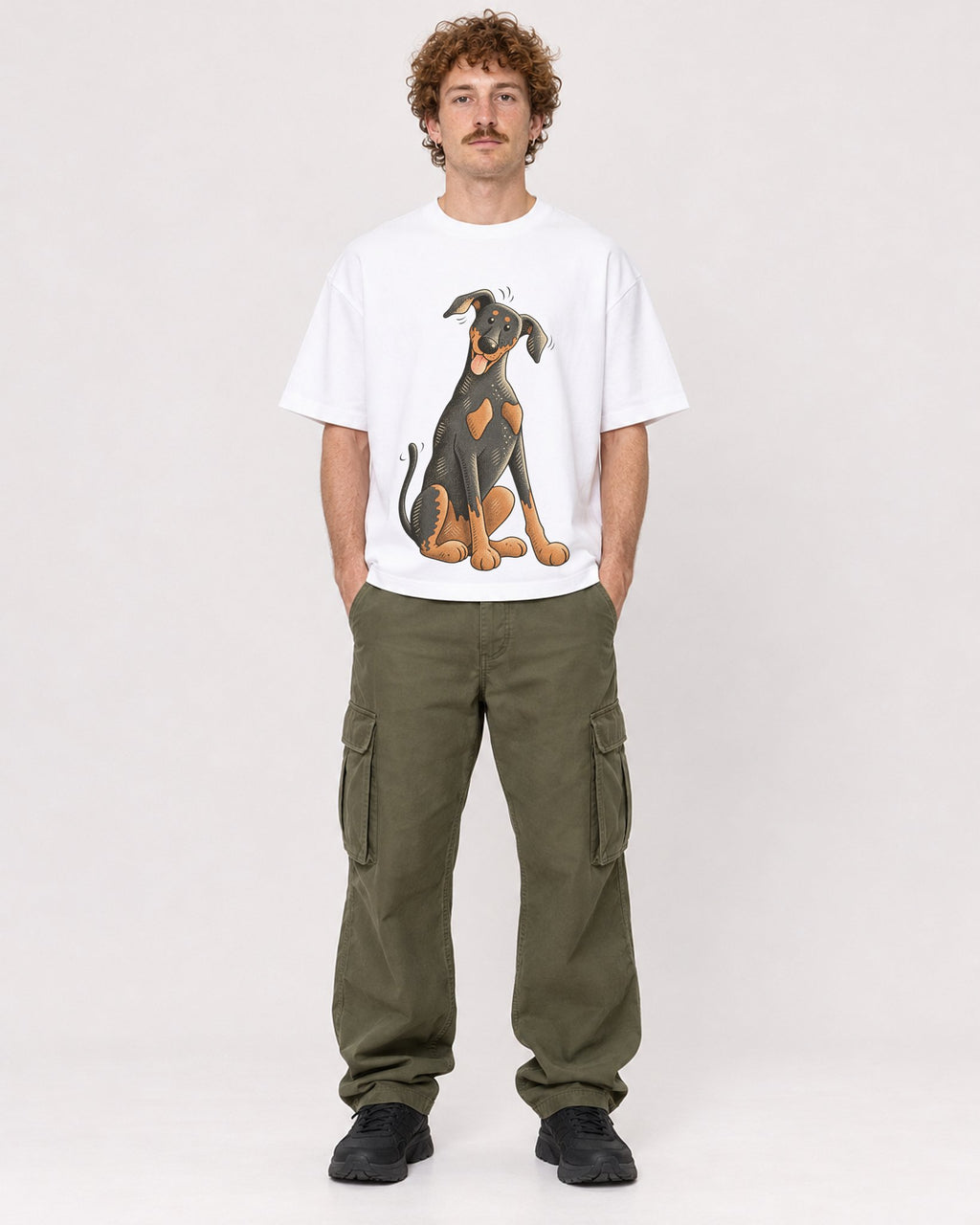 Mockup Boxy Heavyweight Tee White male full-body 09