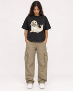 Mockup Boxy Heavyweight Tee Black female full-body 06