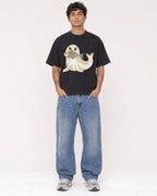 Mockup Boxy Heavyweight Tee Black male full-body 06