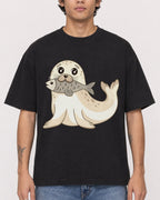 Mockup Boxy Heavyweight Tee Black male close-up 06