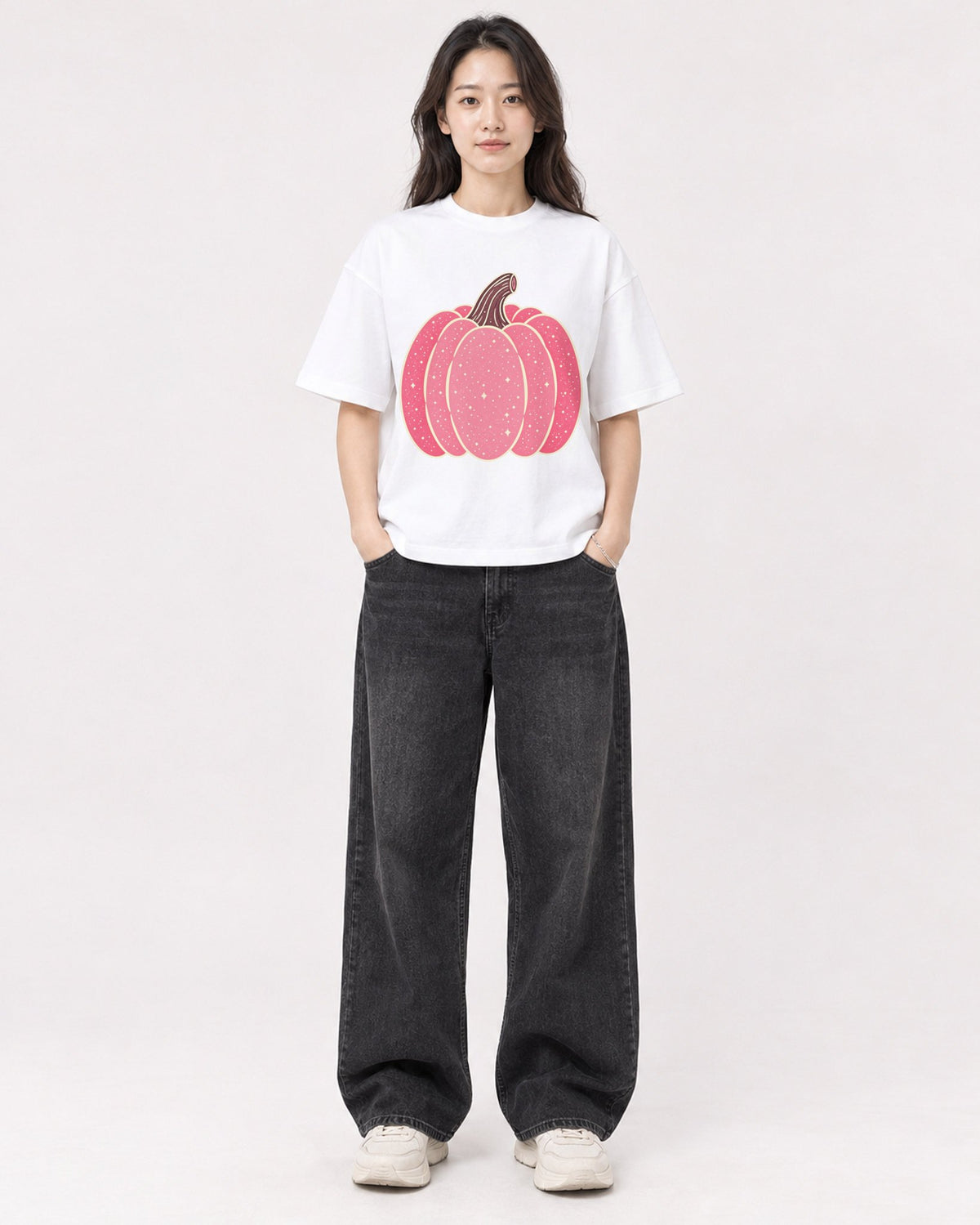 Mockup Boxy Heavyweight Tee White female full-body 03