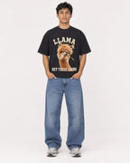 Mockup Boxy Heavyweight Tee Black male full-body 46