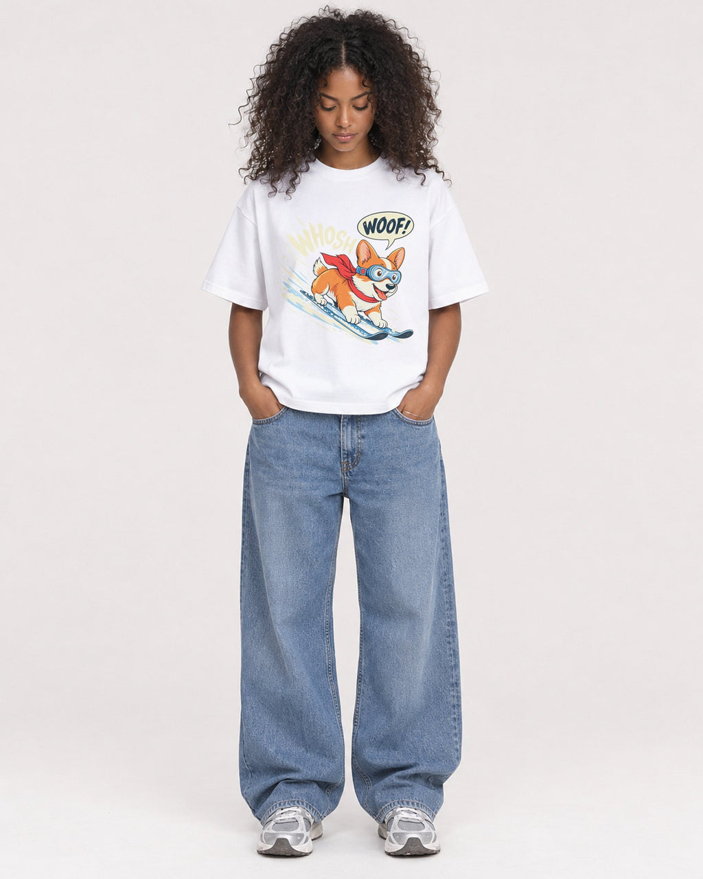 Mockup Boxy Heavyweight Tee White female full-body 05