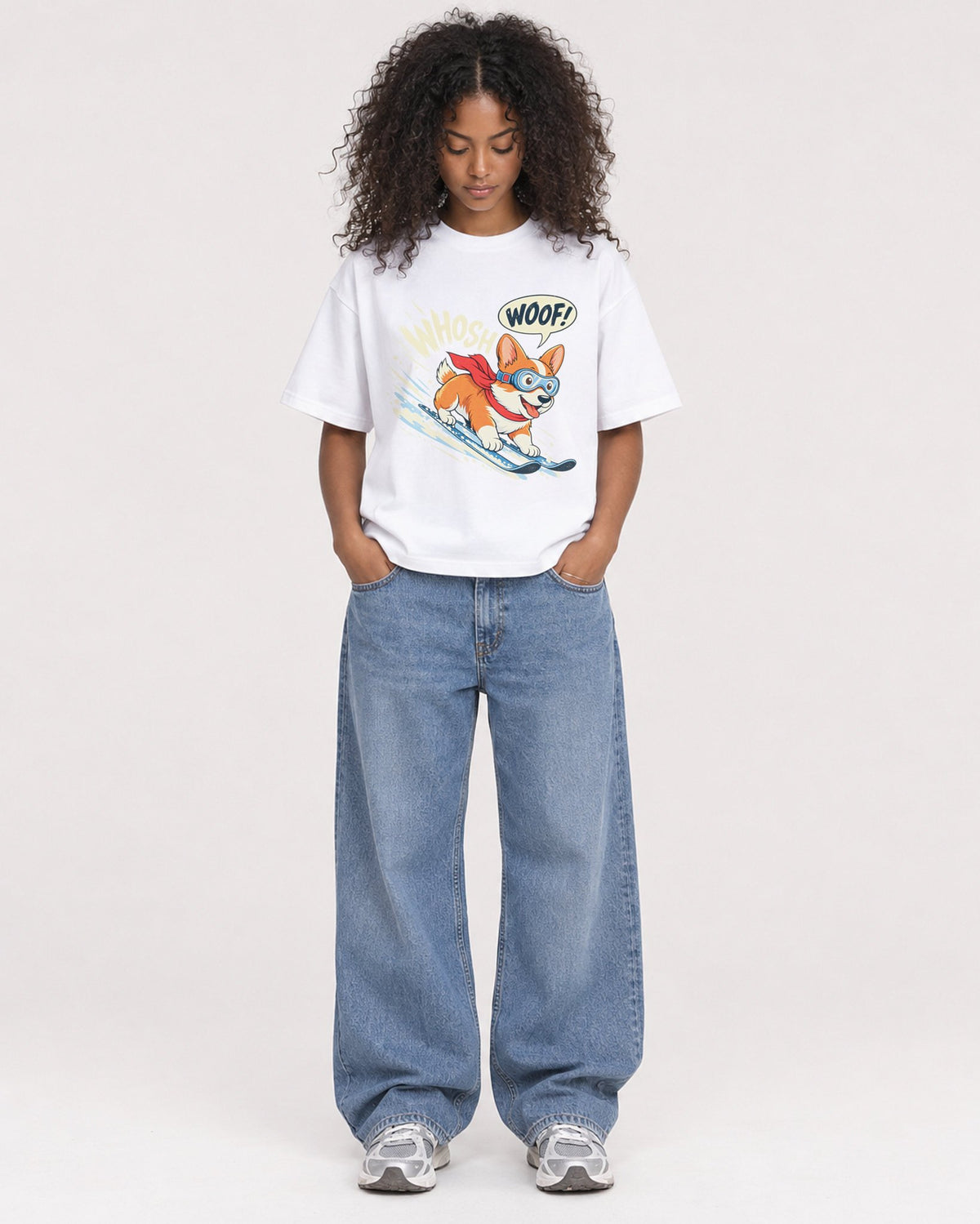Mockup Boxy Heavyweight Tee White female full-body 05