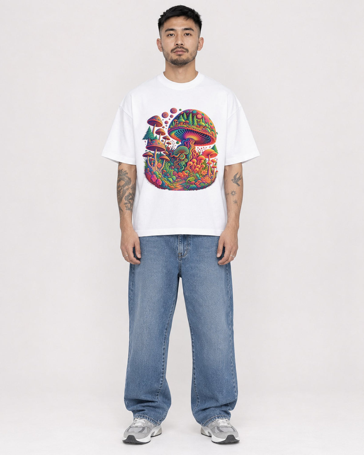 Mockup Boxy Heavyweight Tee White male full-body 12