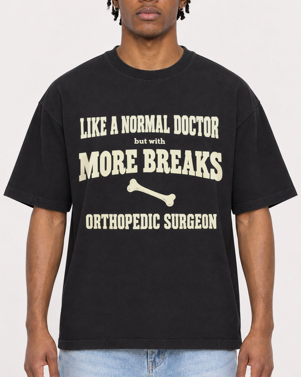Mockup Boxy Heavyweight Tee Black male close-up 05