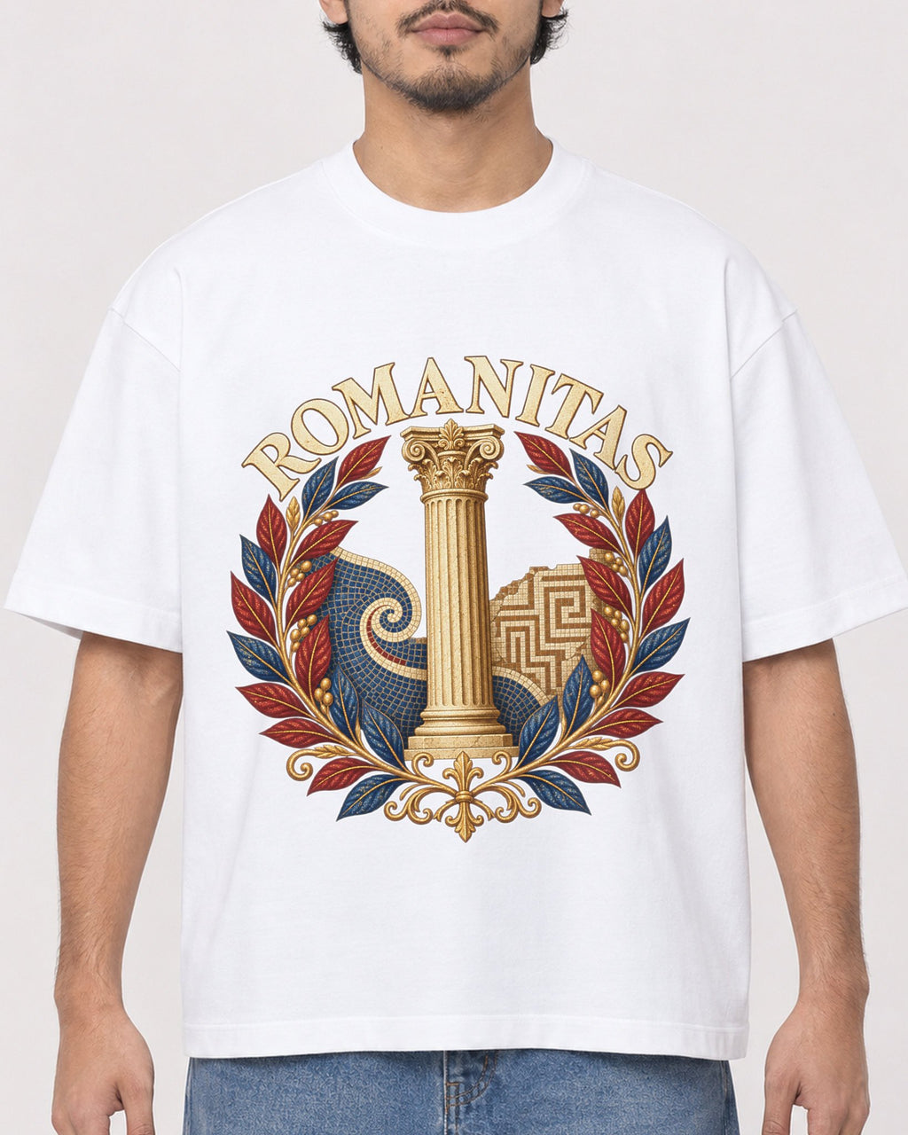 Mockup Boxy Heavyweight Tee White male close-up 02
