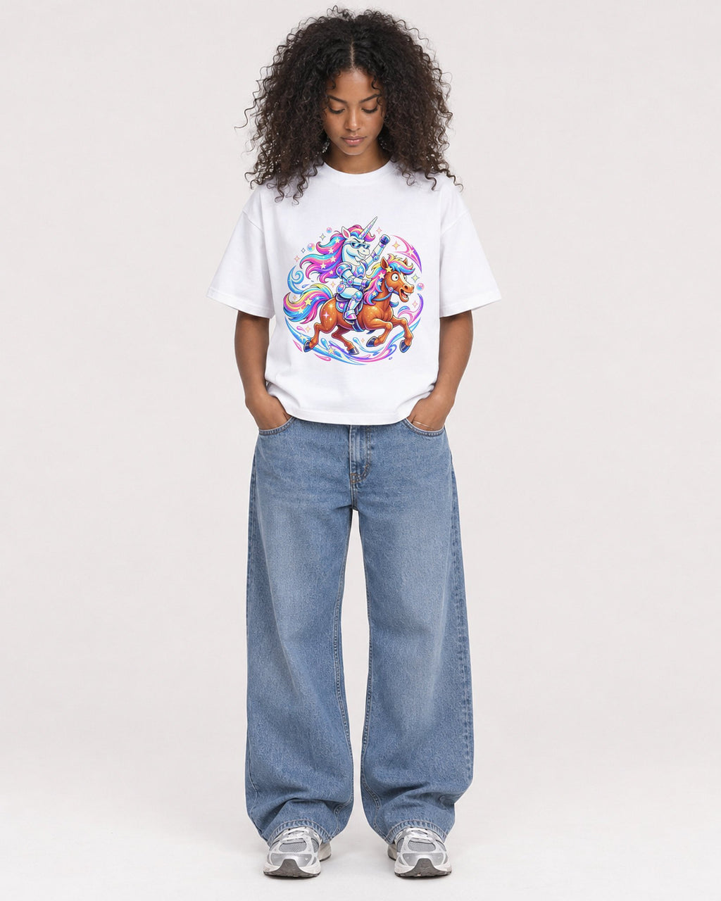 Mockup Boxy Heavyweight Tee White female full-body 05