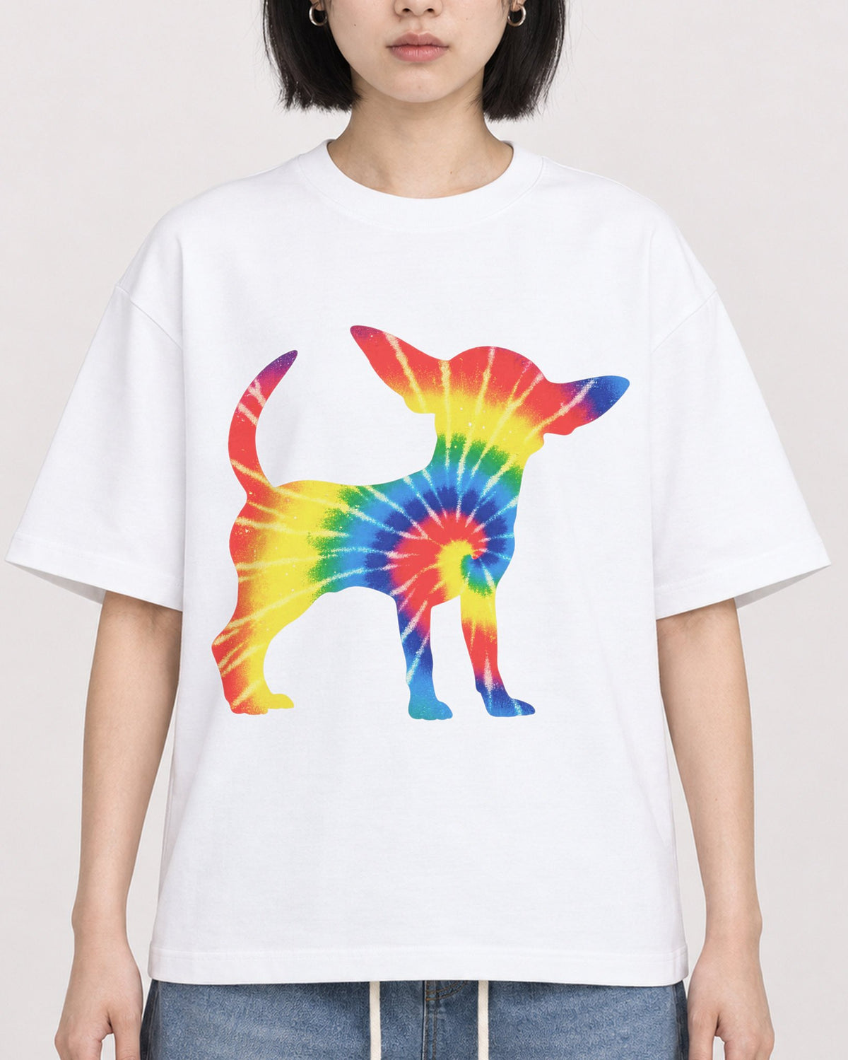 Mockup Boxy Heavyweight Tee White female close-up 11