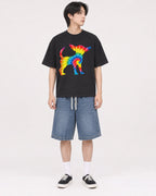 Mockup Boxy Heavyweight Tee Black male full-body 11