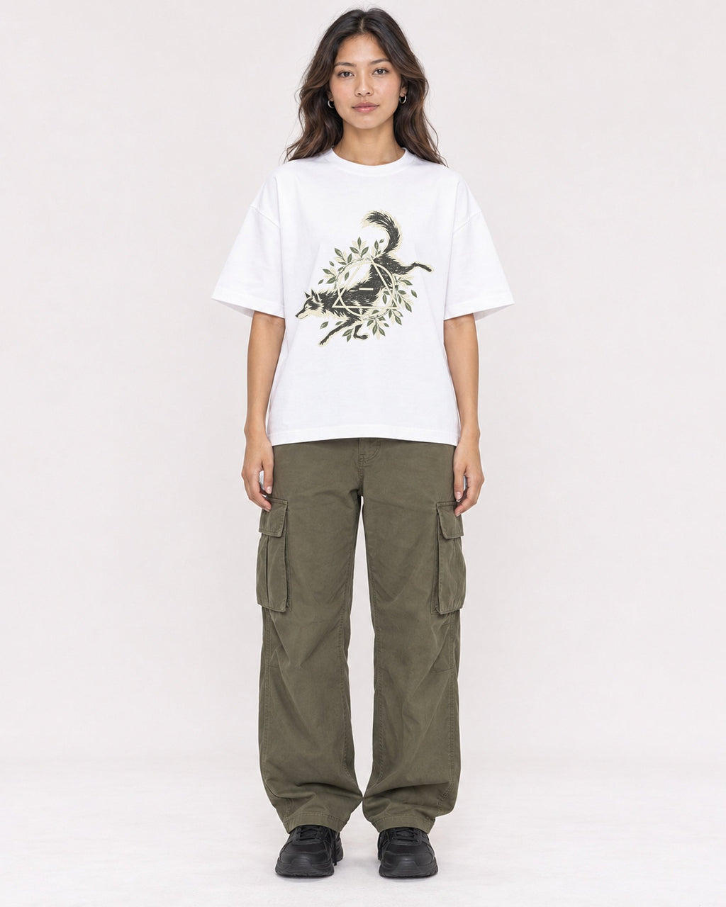 Mockup Boxy Heavyweight Tee White female full-body 02