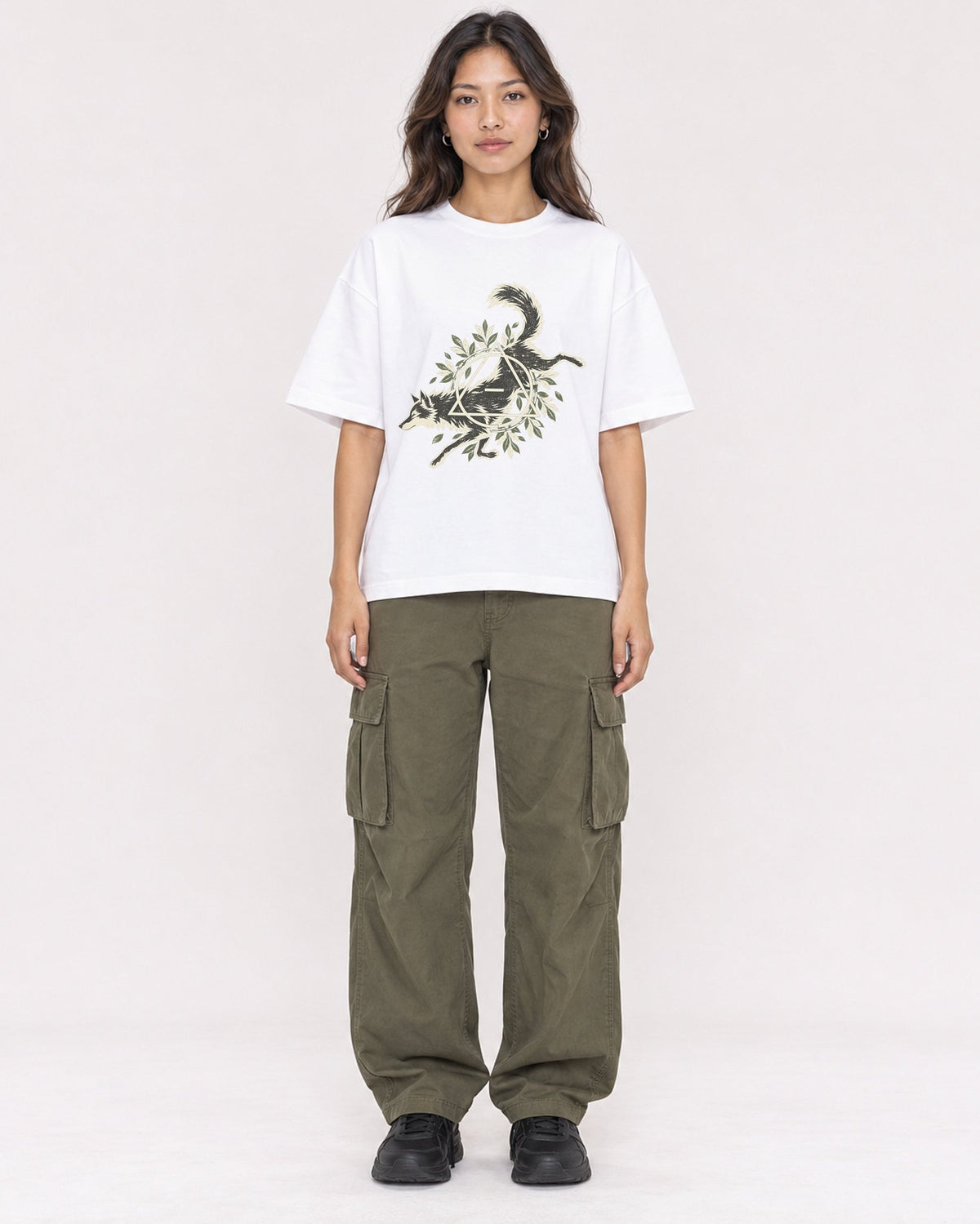 Mockup Boxy Heavyweight Tee White female full-body 02