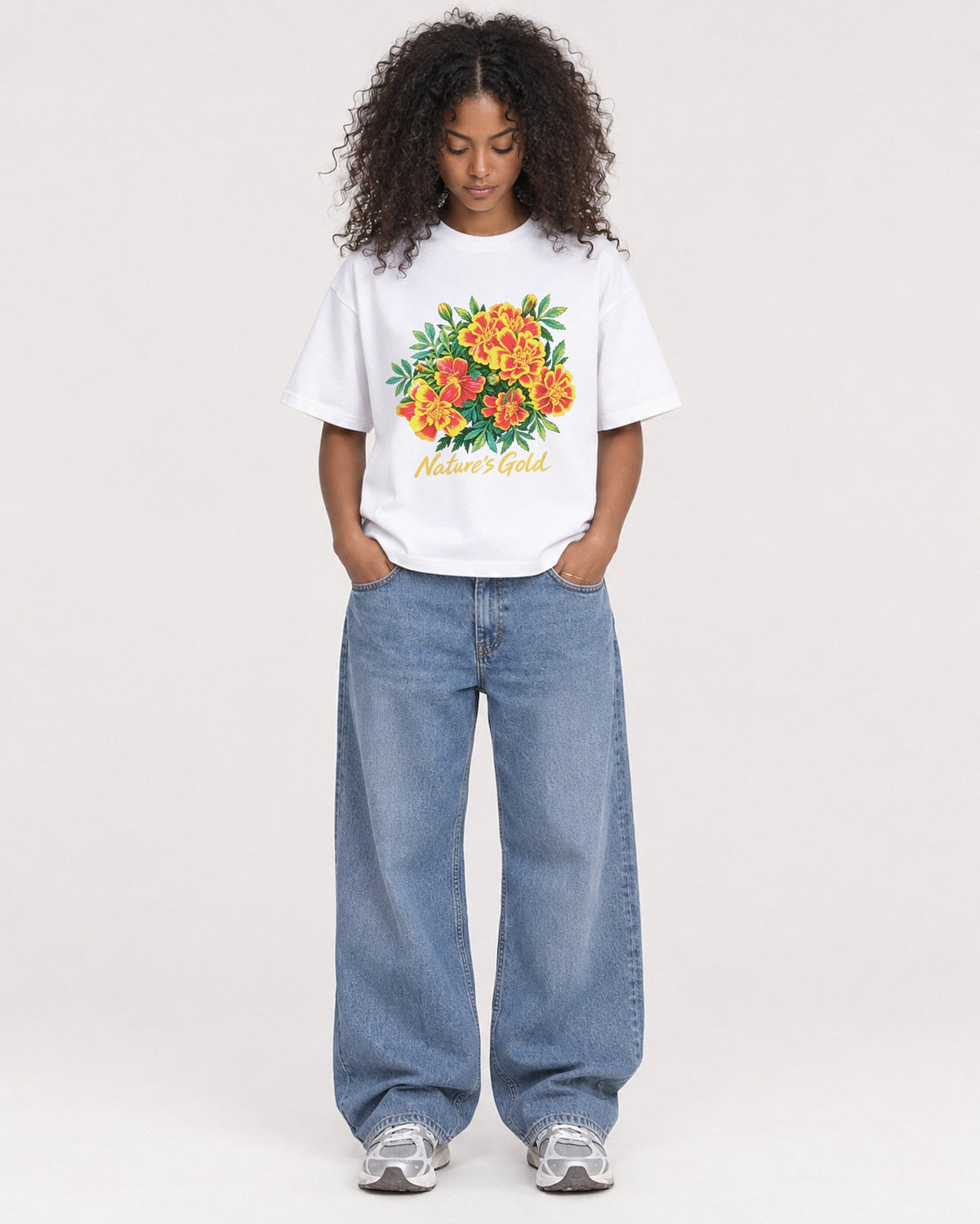 Mockup Boxy Heavyweight Tee White female full-body 05