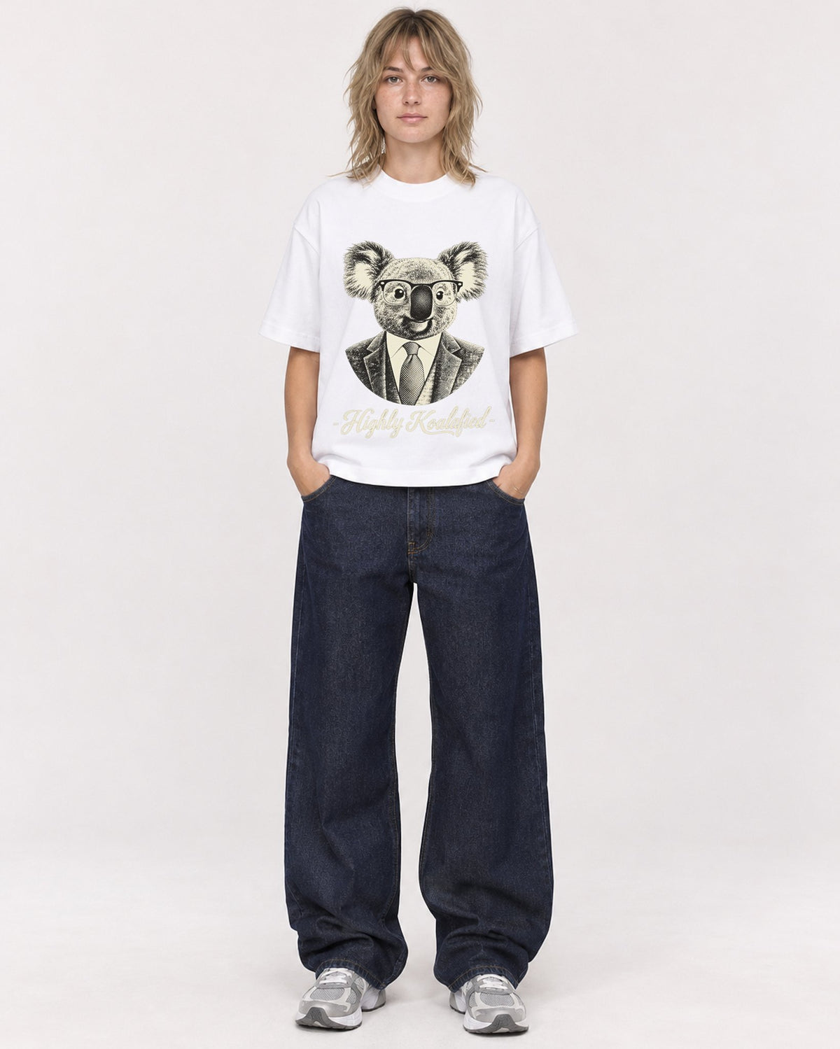 Mockup Boxy Heavyweight Tee White female full-body 19
