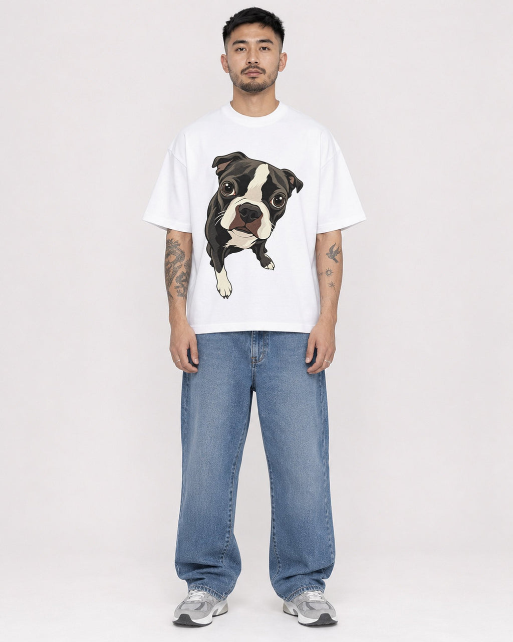 Mockup Boxy Heavyweight Tee White male full-body 12