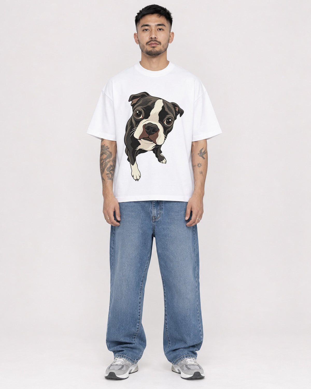 Mockup Boxy Heavyweight Tee White male full-body 12