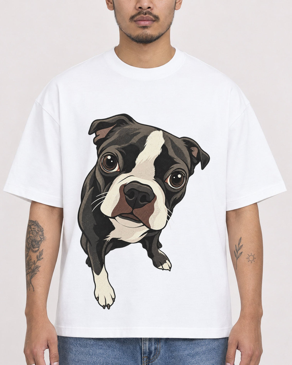 Mockup Boxy Heavyweight Tee White male close-up 12