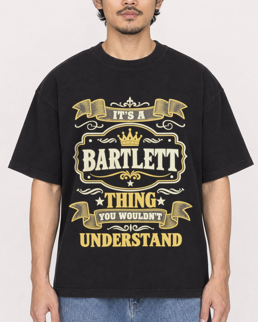 Mockup Boxy Heavyweight Tee Black male close-up 02