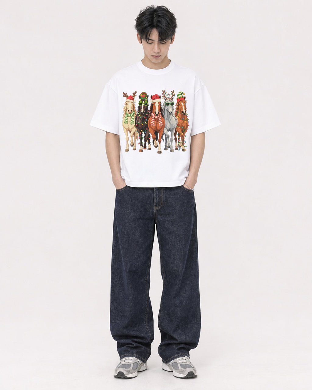 Mockup Boxy Heavyweight Tee White male full-body 31