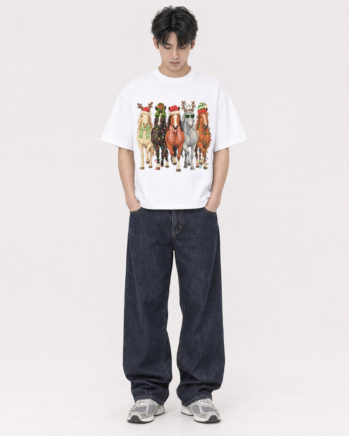 Mockup Boxy Heavyweight Tee White male full-body 31