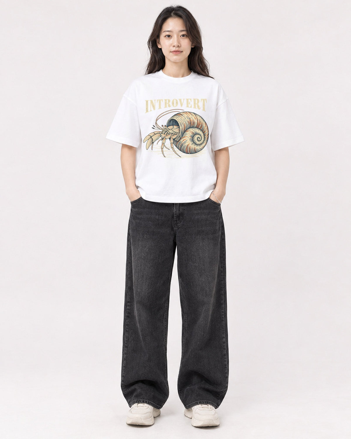 Mockup Boxy Heavyweight Tee White female full-body 03