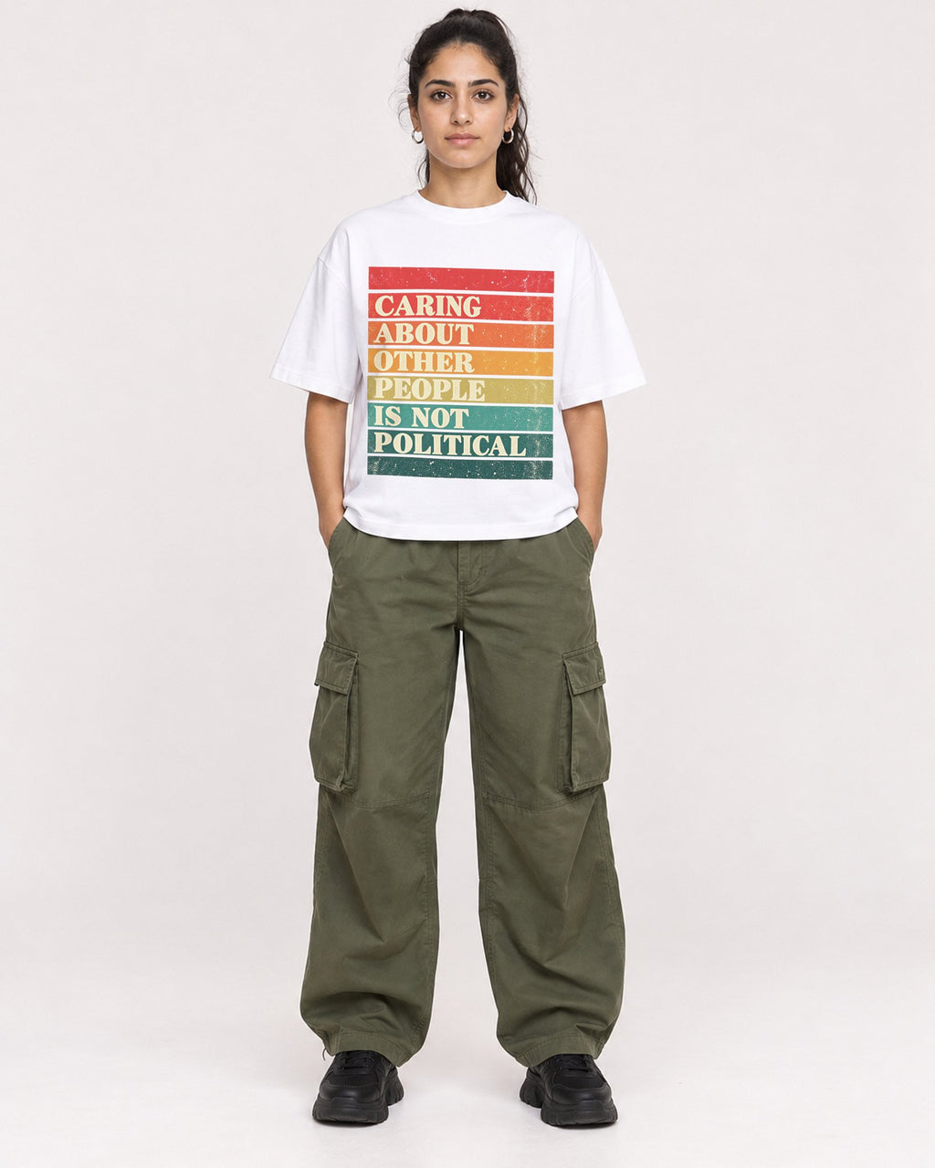 Mockup Boxy Heavyweight Tee White female full-body 47