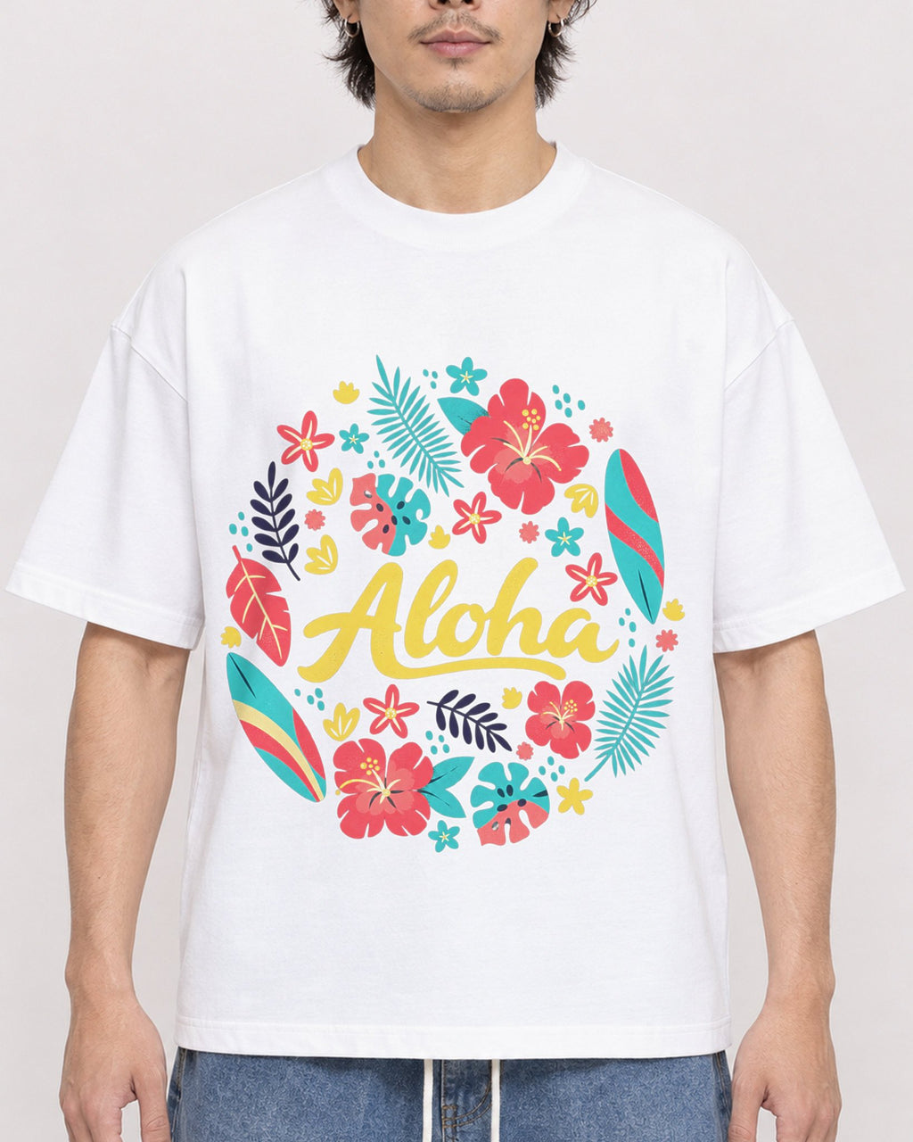 Mockup Boxy Heavyweight Tee White male close-up 03
