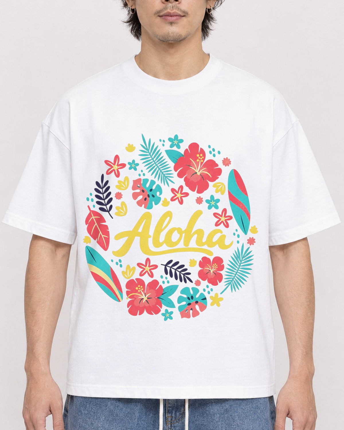 Mockup Boxy Heavyweight Tee White male close-up 03