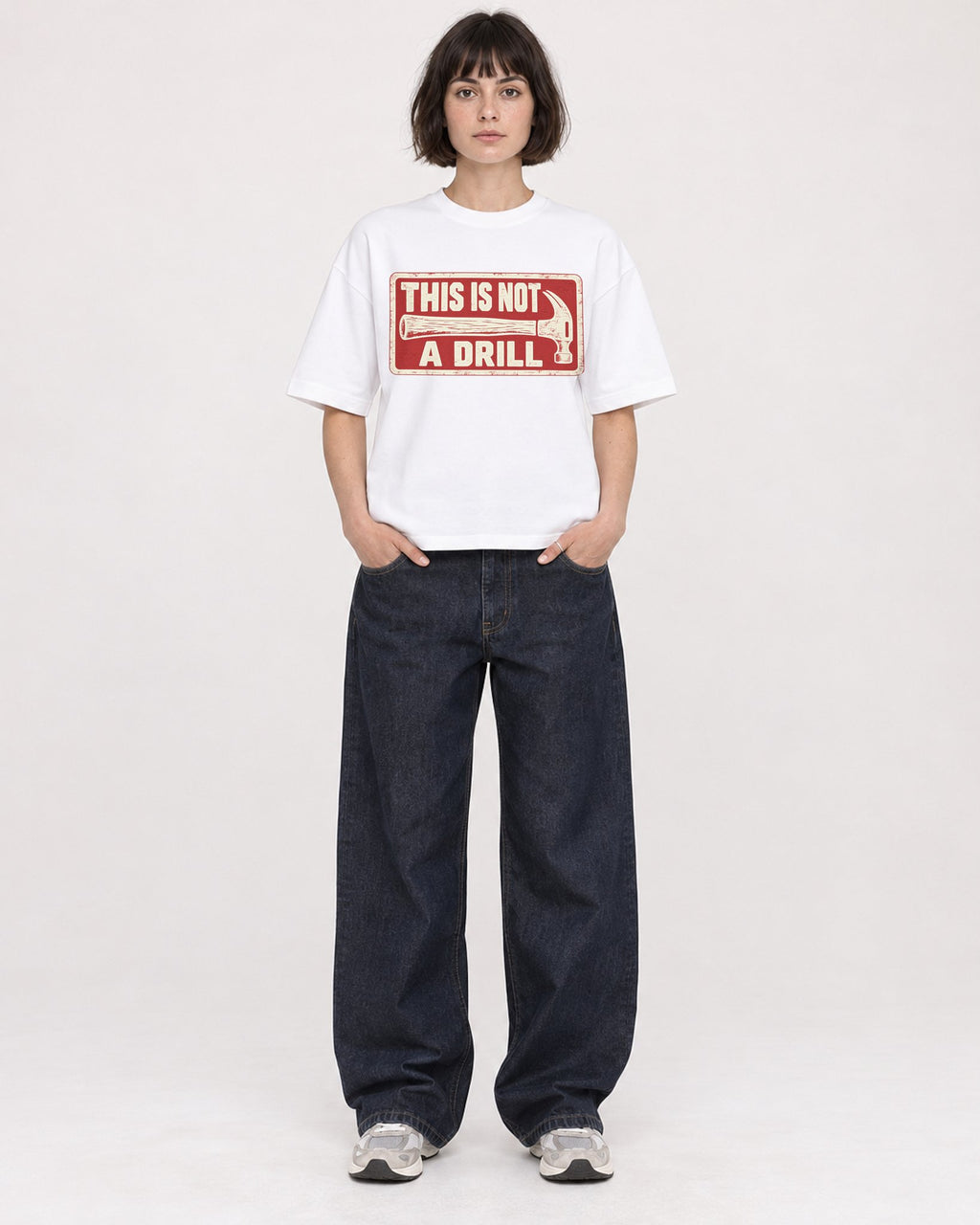 Mockup Boxy Heavyweight Tee White female full-body 39