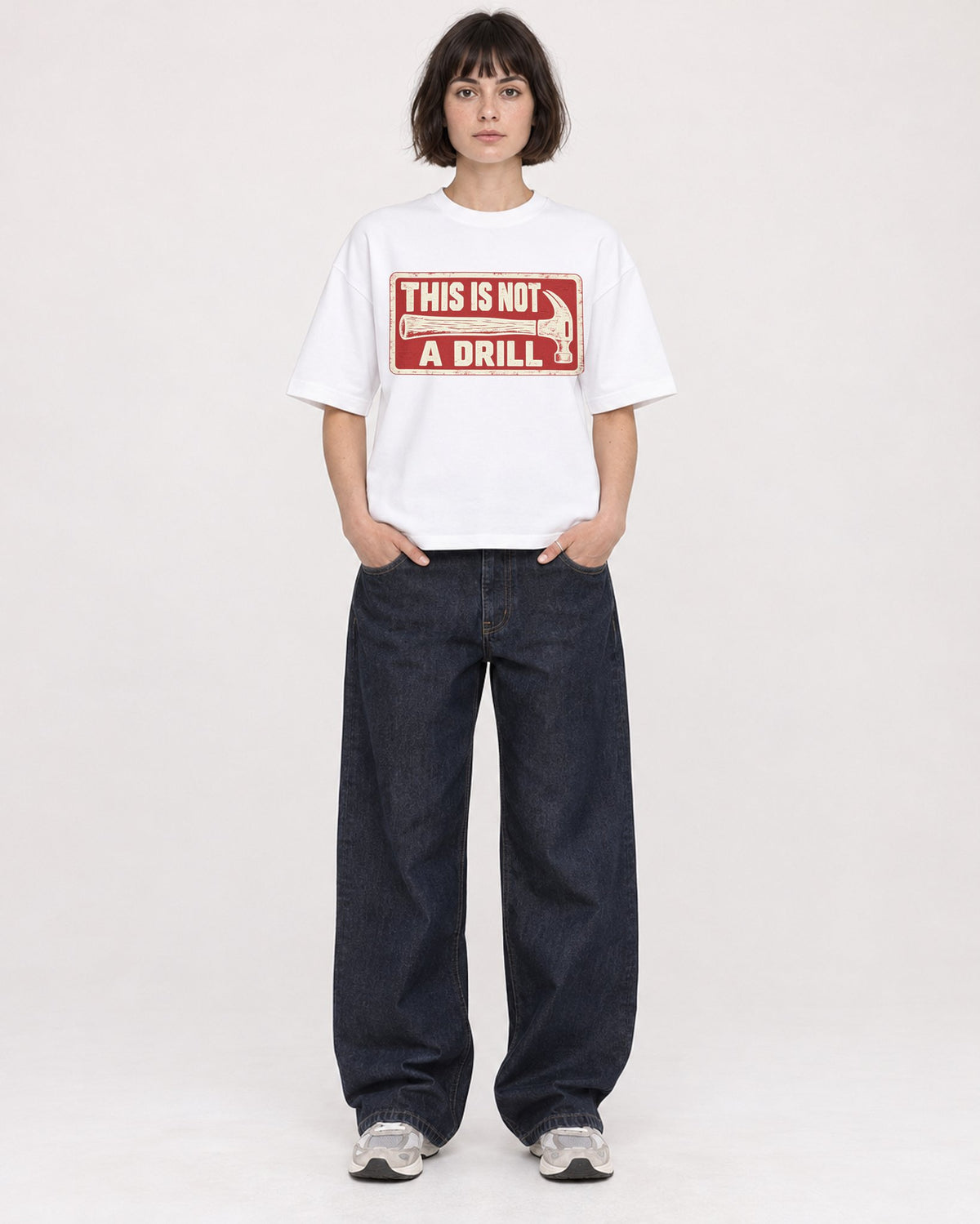 Mockup Boxy Heavyweight Tee White female full-body 39