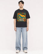 Mockup Boxy Heavyweight Tee Black male full-body 13