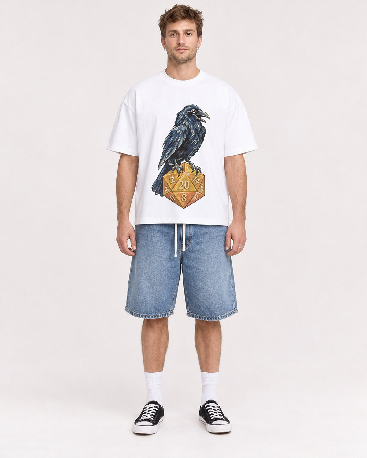 Mockup Boxy Heavyweight Tee White male full-body 08