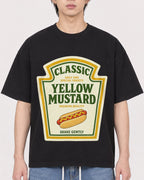 Mockup Boxy Heavyweight Tee Black male close-up 11