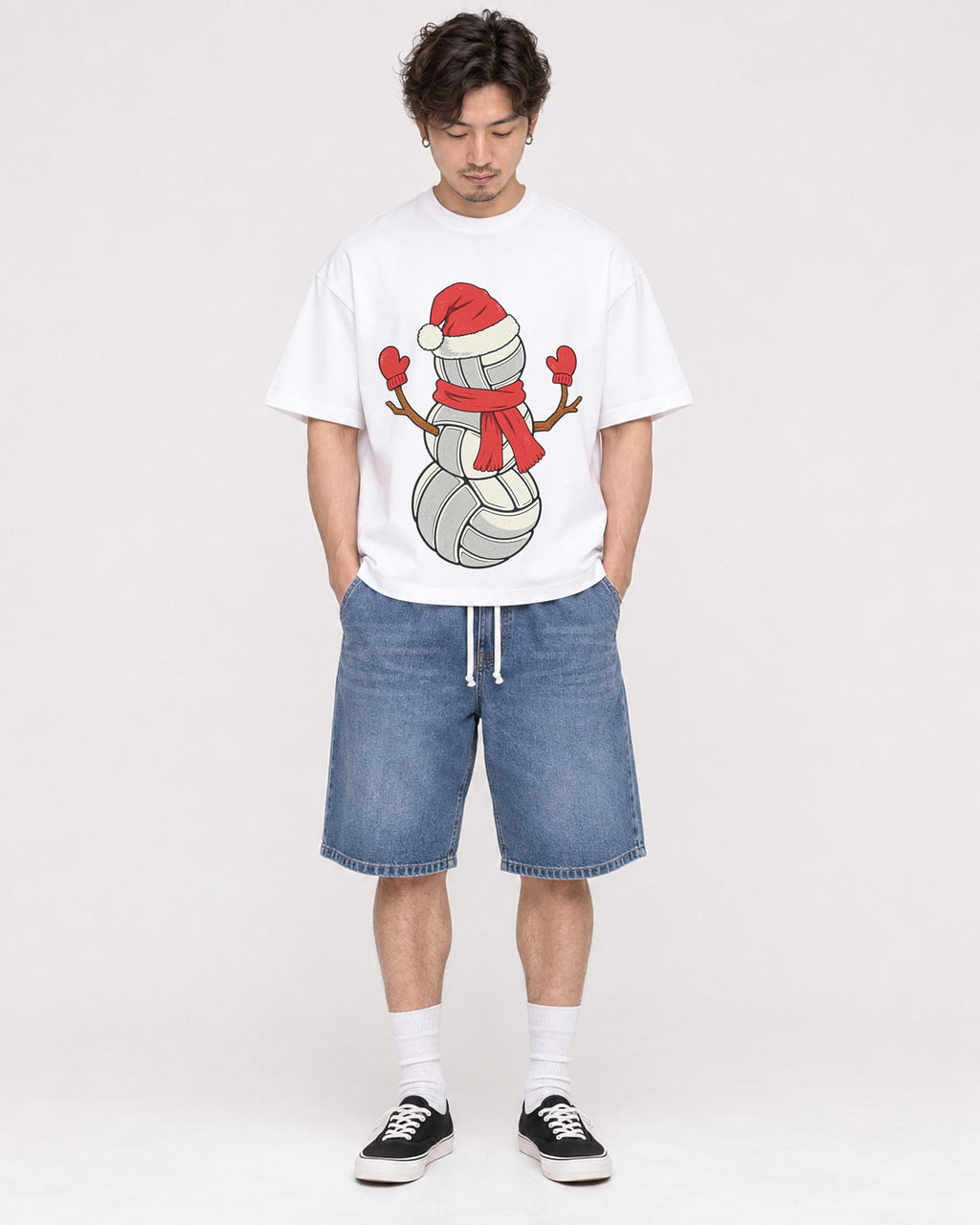 Mockup Boxy Heavyweight Tee White male full-body 03