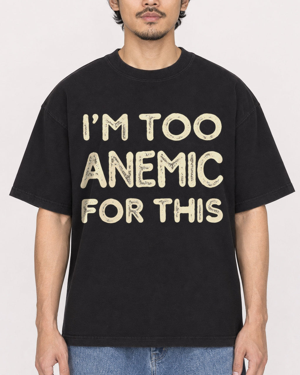 Mockup Boxy Heavyweight Tee Black male close-up 02