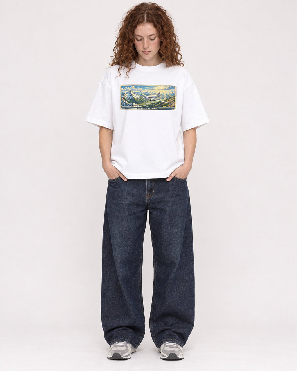Mockup Boxy Heavyweight Tee White female full-body 09