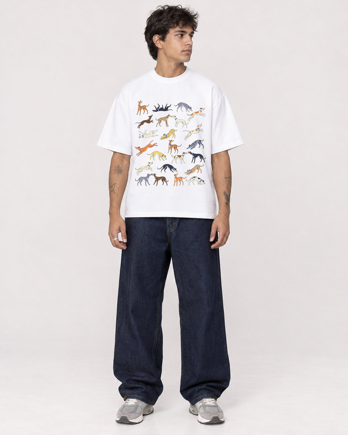 Mockup Boxy Heavyweight Tee White male full-body 06