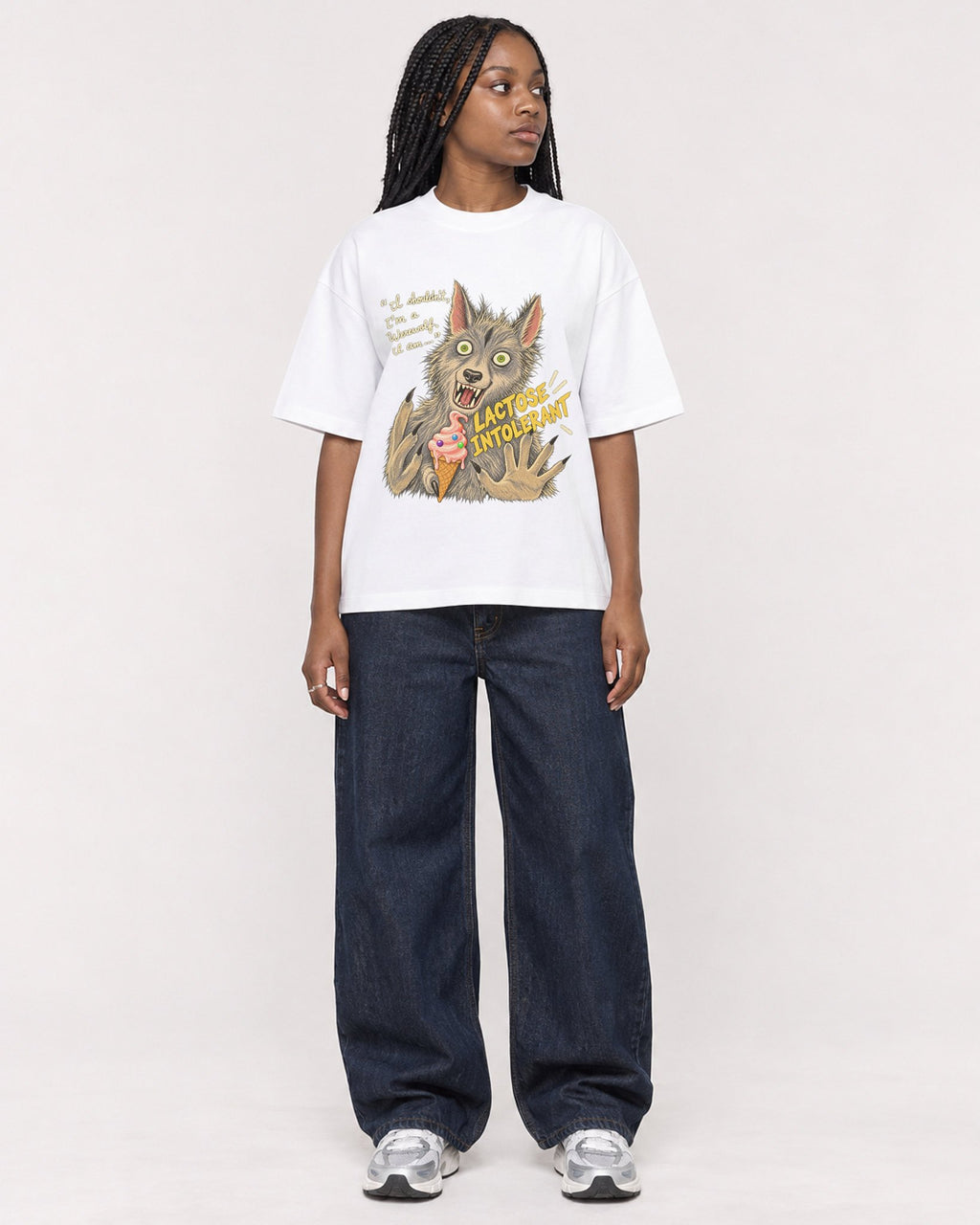 Mockup Boxy Heavyweight Tee White female full-body 04