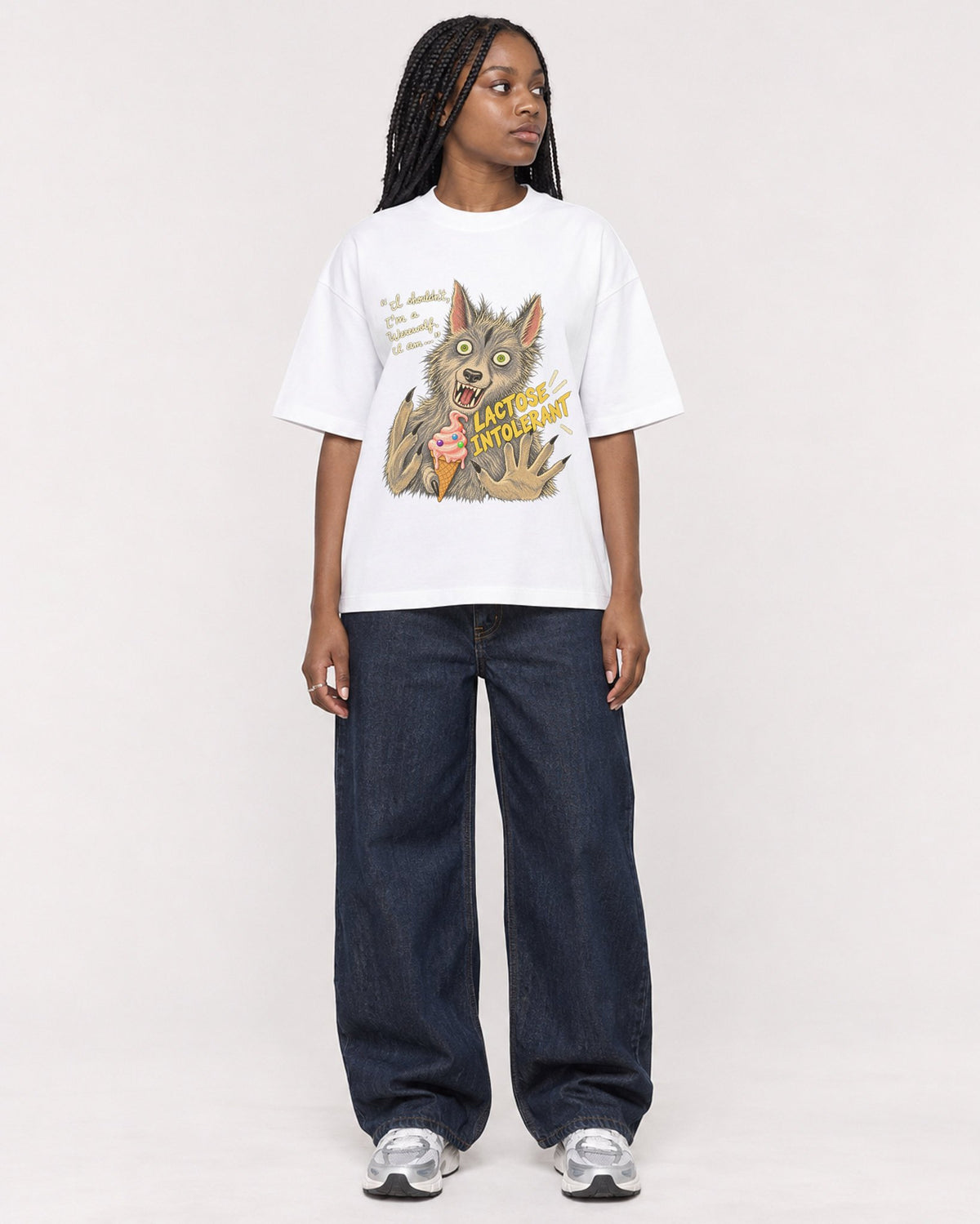 Mockup Boxy Heavyweight Tee White female full-body 04