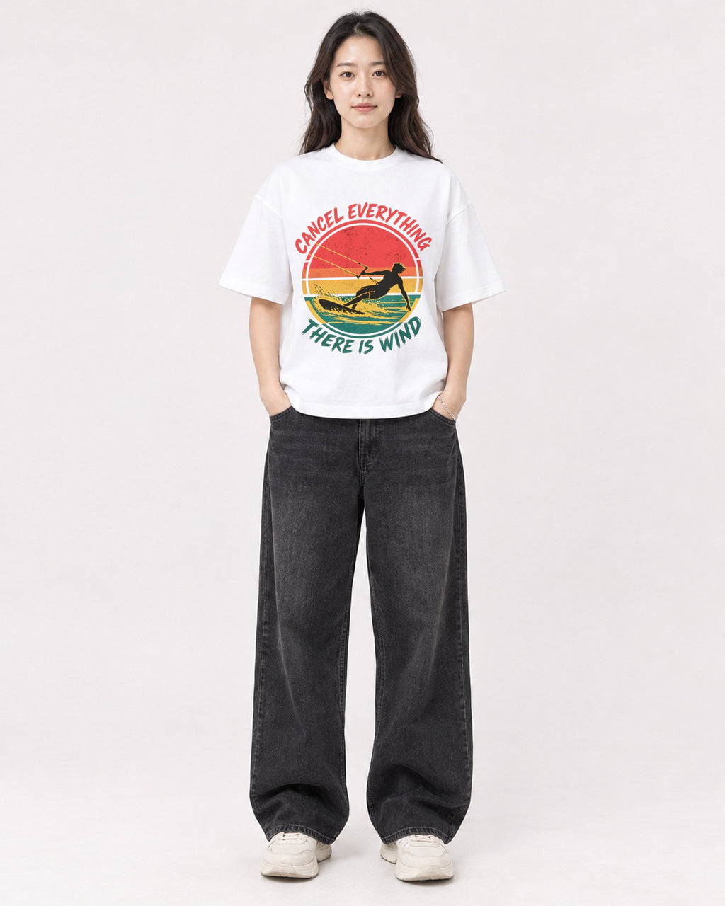 Mockup Boxy Heavyweight Tee White female full-body 03
