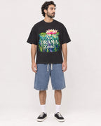 Mockup Boxy Heavyweight Tee Black male full-body 47