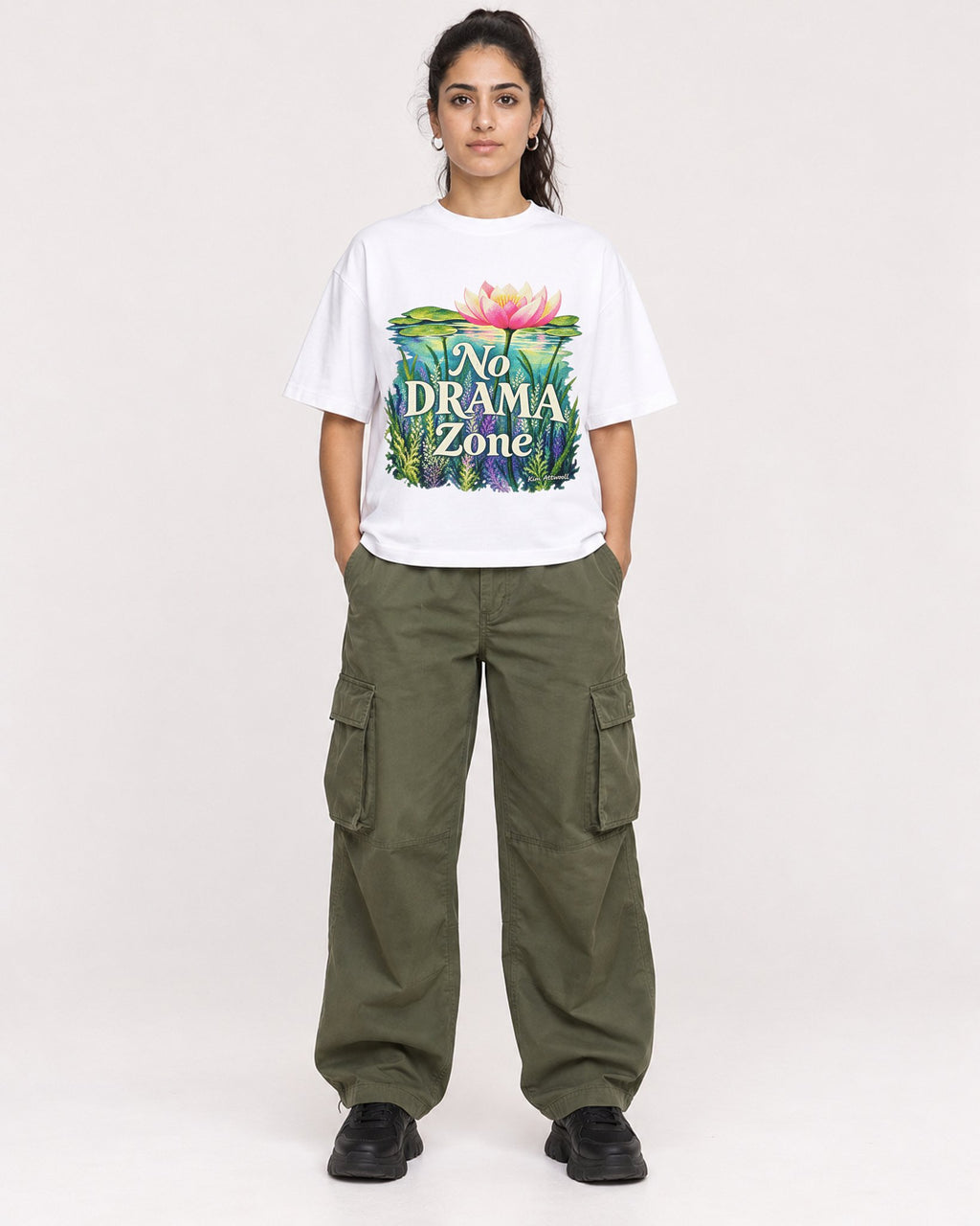 Mockup Boxy Heavyweight Tee White female full-body 47
