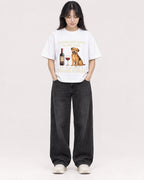 Mockup Boxy Heavyweight Tee White female full-body 13
