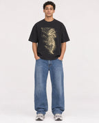 Mockup Boxy Heavyweight Tee Black male full-body 10