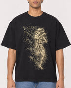 Mockup Boxy Heavyweight Tee Black male close-up 10